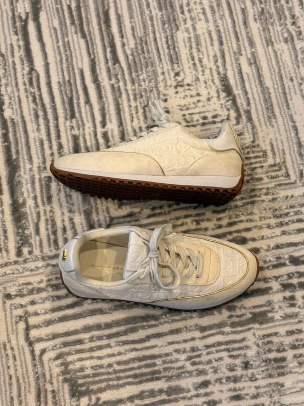 Donna Karan women's US size 10M quilted trainer sneakers